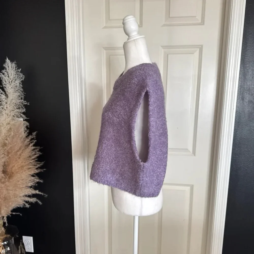 Free People Margot Violet Lily Combo Plush Knit Vest Women's Size Large - Picture 7 of 12